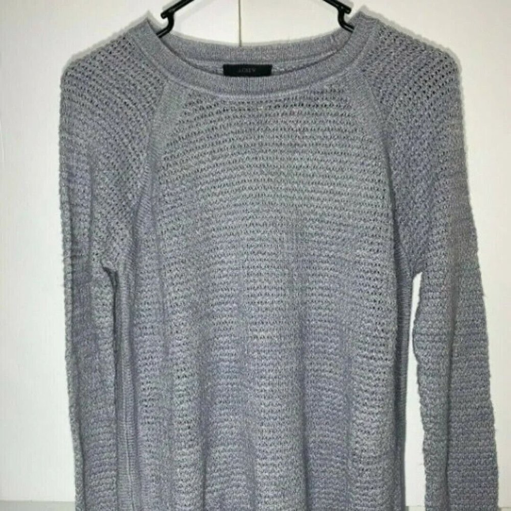 COPY - J. Crew Womens M Medium Gray Knit Wool Waffle Beach Sweater A7020 Long S…